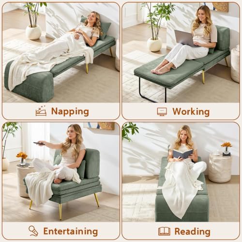 wanan Futon Chair, 3-in-1 Chair Sleeper Bed for Adults with Back Support