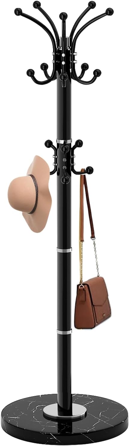 Modern Metal Coat Rack Stand, Coat Rack Freestanding with Natural Marble Base...