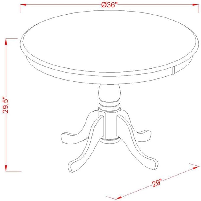 East West Furniture ANDR3-LWH-07 3 Piece Modern Dining Table Set Contains a R...