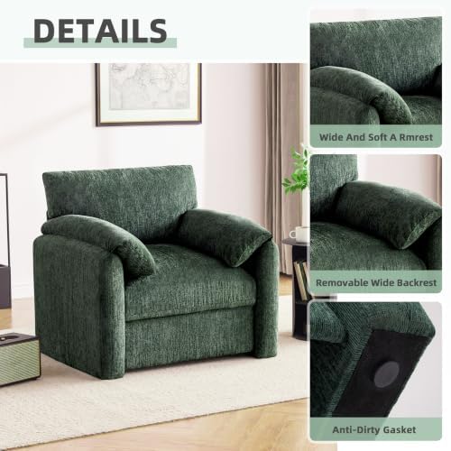 Howjoe Accent Chair for Living Room, Oversized Reading Armchair, Green
