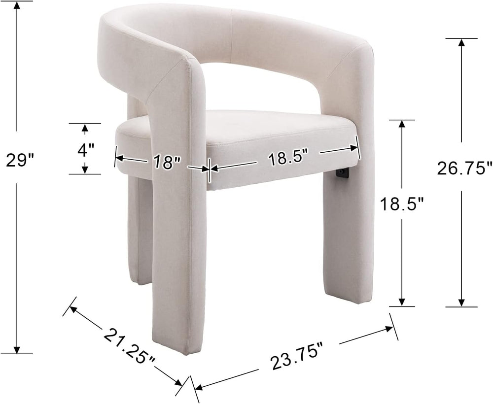 HNY Modern Linen Barrel Dining Chairs Set of 6, Ivory