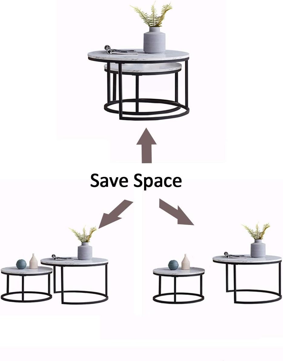 Modern Nesting Coffee Table Set of 2 for Living Room, Office, Balcony, Mid Ce...