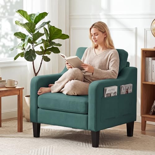 Accent Chair for Living Room, Mid-Century Upholstered Armchair with Foldable ...