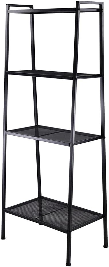 Yescom 4 Tier Metal Ladder Shelf Bookshelf Bookcase Leaning Storage Rack A Fr...