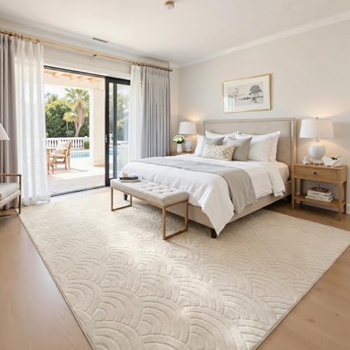 SHACOS Soft Fluffy Arch Waves Pattern High-Low Textured Area Rug 8'x10'