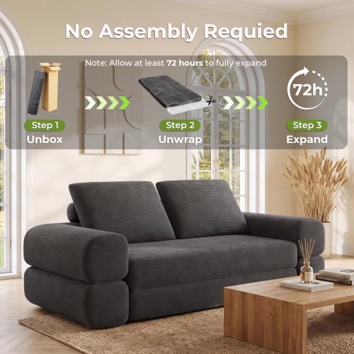 LIKIMIO FlipNest 3-in-1 Convertible Sleeper Sofa, Dark Grey