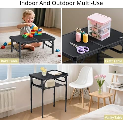 Anbte Folding Camping Table, 24"X 16" Adjustable Height Small Foldi...
