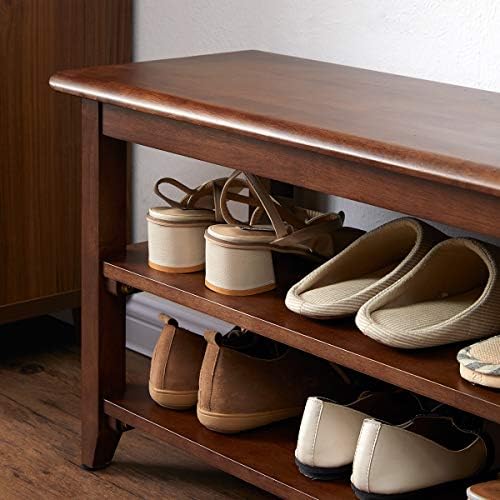 XKZG Shoe Rack Bench Wooden Shoe Storage Bench Entryway Bench, Brown, 47.2"