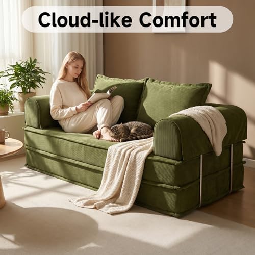 79" Futon Sofa Bed, Daybed Couch with Fixed-Shape Frame, 4-in-1 Boneless...