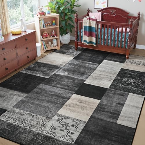 Tepook 8x10 Area Rugs for Living Room, Washable Large Geometric Bedroom Rug