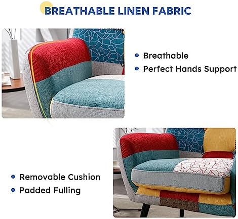 Bonzy Home Modern Oversized Accent Chair for Living Room, Colorful Boho Linen...