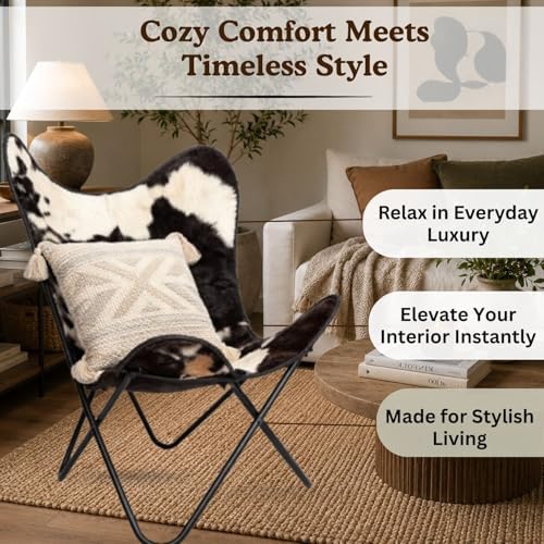 Shy Shy Let’s Touch The Sky Home Decor Genuine Goat Leather Butterfly Arm Cha...