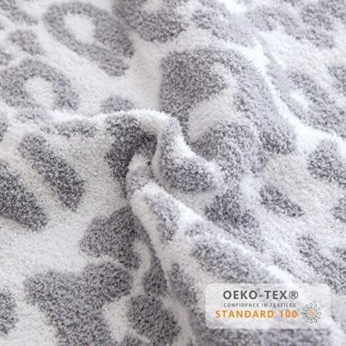 MH MYLUNE HOME Ultra Soft Leopard Throw Blanket Plush, Gray, 50"x60"