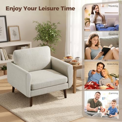 Oversized Accent Chair for Living Room,Oatmeal Linen Armchair