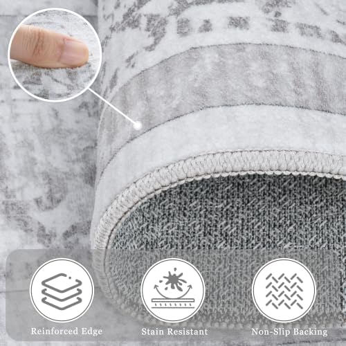 10x12 Washable Area Rugs for Living Room Grey Non-Slip Rug