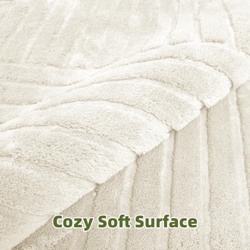 Beige Solid Area Rug 8x10, Washable Rugs for Living Room Bedroom