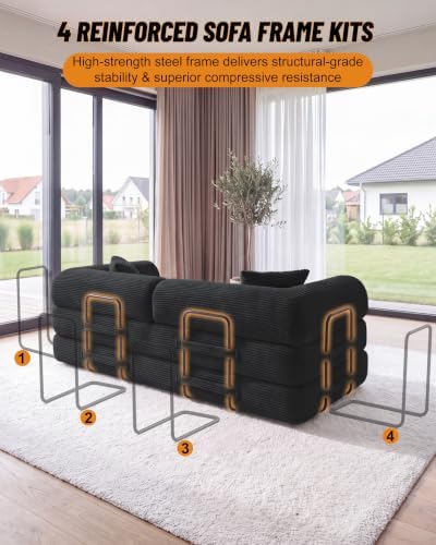 79" Sofa Bed, Convertible Futon Sofa, Boneless Couches for Living Room