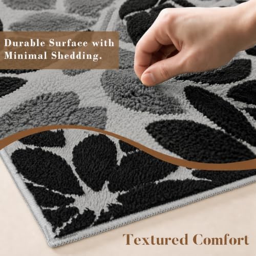 Arenarug 5x7 Area Rugs High-Low Plush Pile Washable Rug, Grey White Black