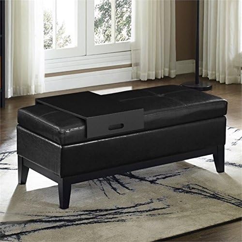 42"W Leather Storage Ottoman Bench with Lift Top and Trays, Footrest wit...