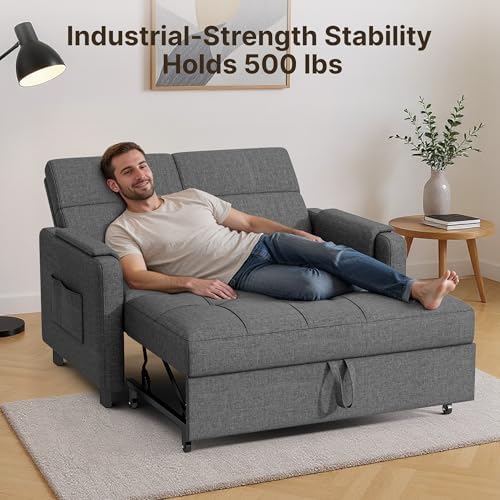 Gizoon Convertible Sofa Bed Modern Couch Bed & Small Loveseat Sleeper, Grey