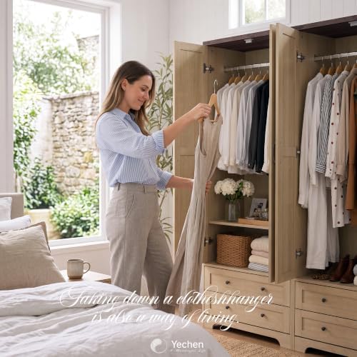 Yechen 71" Wooden Armoire Wardrobe Closet with 2 Doors & 2 Drawers, ...