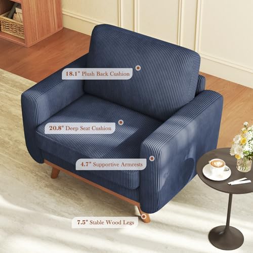 Vesgantti 38.5" Accent Chair Dark Blue, Comfy Corduroy Single Sofa Seat ...