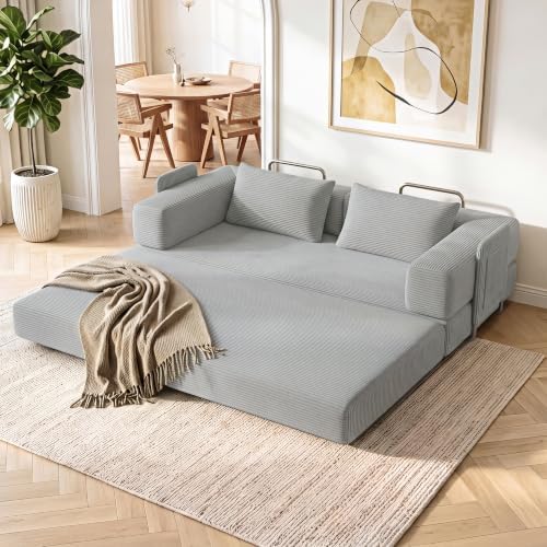 78" 5-in-1 Convertible Futon Sofa Bed, Boneless Couch for Living Room