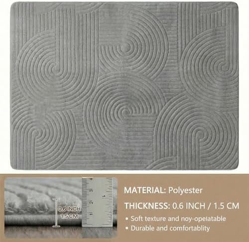 Grey Boho 8x10 Solid Color Area Rugs, Washable Rugs for Living Room