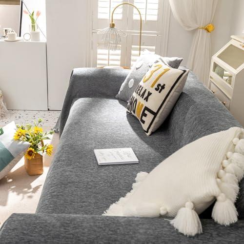 VClife Boho Gray Armchair Couch Cover for Single Sofa with Tassel, 71 x 71