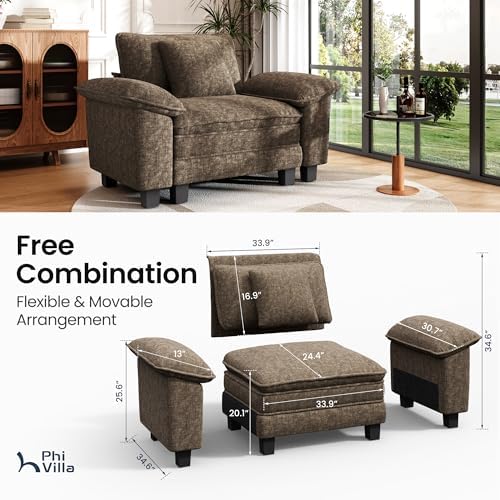 PHI VILLA 53.5 Inches Oversized Single Seat Accent Sofa Chair Couch