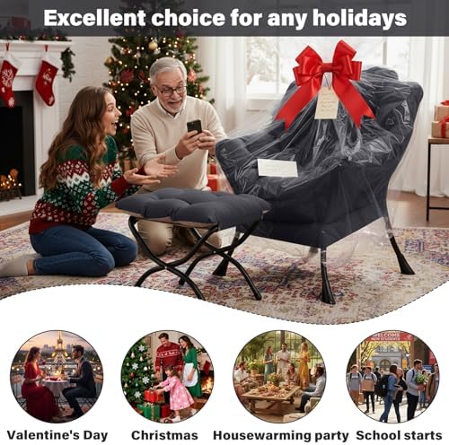 Lazy Chair with Ottoman,Comfy Accent Living Room Chair with Footrest Set