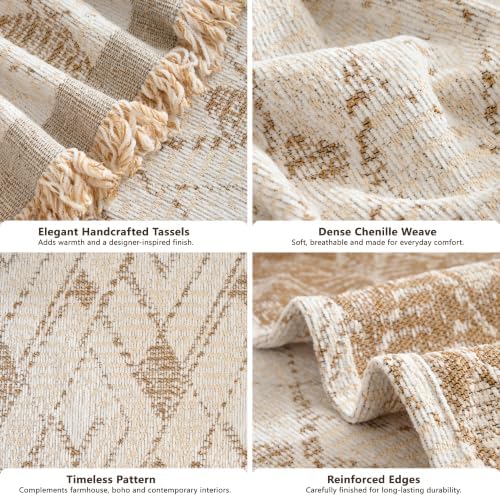 Carriediosa Farmhouse Diamond Pattern Chenille Couch Cover for Sofa 91x134