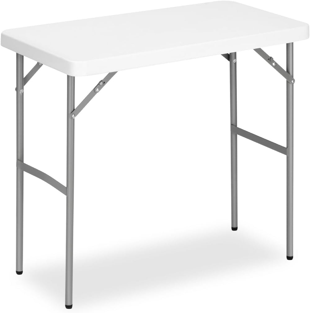 2.7ft Rectangular Folding Table for All-Occasion, Foldable Table with HDPE Ta...