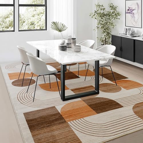 Soft Modern Geometric Abstract Large Machine Washable 5x7 Area Rug
