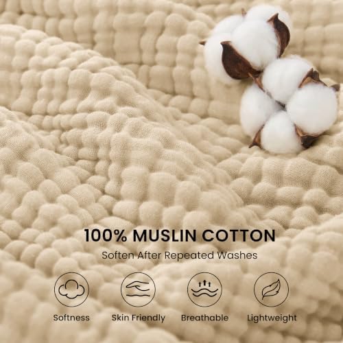 Love's cabin 100% Cotton Muslin Blanket, 6 Layer Lightweight Breathable G...