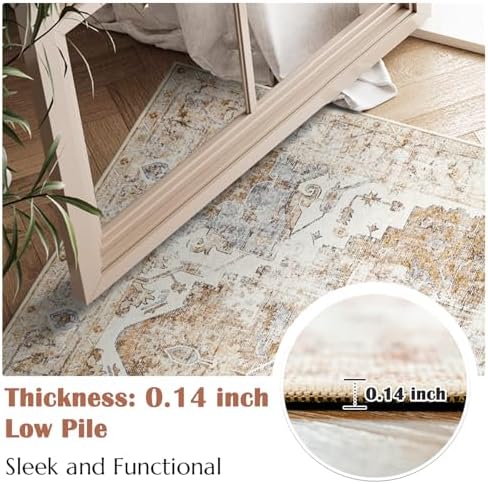jinchan Area Rug 6x9 Washable Living Room Rug Vintage Indoor Large Floor Cove...
