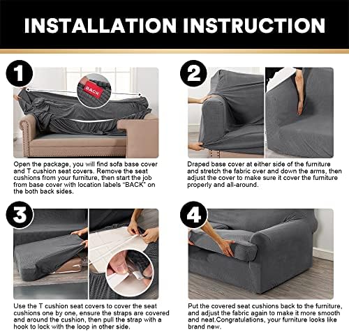 PrinceDeco T Cushion Loveseat Slipcover 3 Pieces Sofa Covers for T Cushion So...