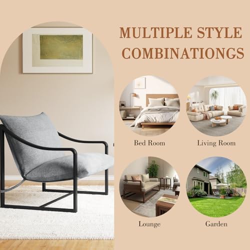 Accent Chairs Set of 2, Metal Frame Sling Outdoor Chairs with Metal Frame and...