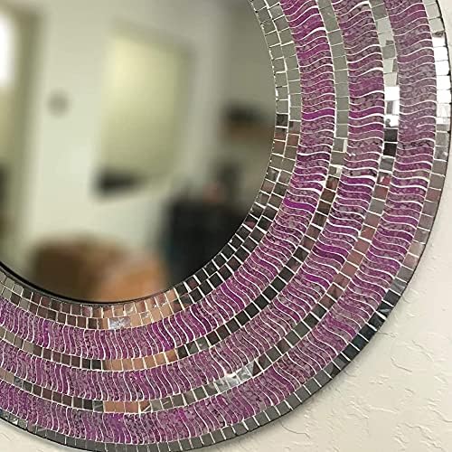 Round Mosaic Wall Mirror - Decorative Bathroom Mirror, Wall Mounted Accent De...