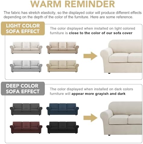 H.VERSAILTEX 4 Piece Stretch Couch Covers for 3 Cushion Couch Sofa Furniture ...