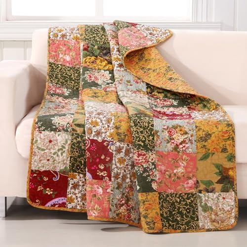 Greenland Home Antique Chic Quilted Patchwork Throw, 50" x 60" , Mu...
