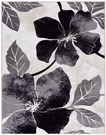 CAMILSON Solana Modern Floral 6'7" x 9'0" Area Rugs Non-Ski...