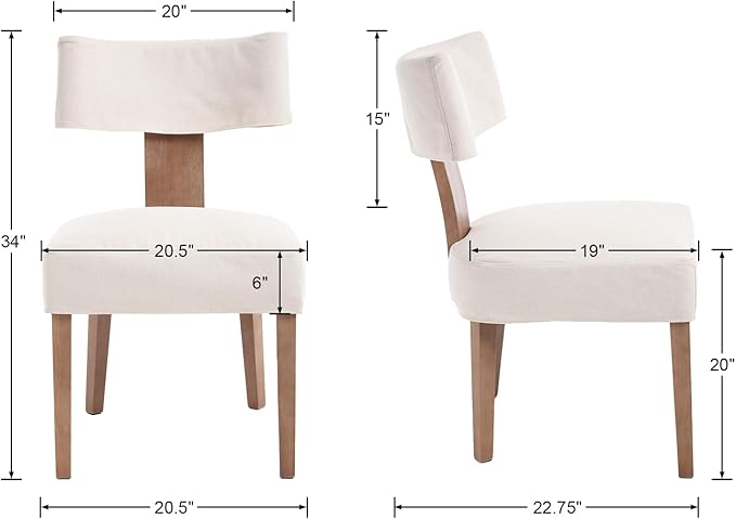 Upholstered Dining Chairs Set of 6 with Seat Covers, Modern Wooden Kitchen Ch...