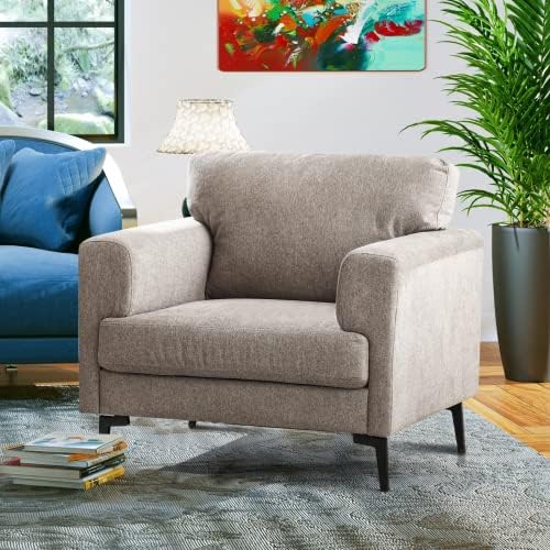 CDCASA Accent Chair, Linen Fabric Oversized Mid Century Modern Chair Set of 1...