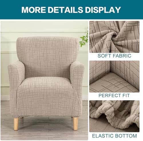 KRFOONN Stretch Chair Covers with Arms Jacquard 1-Piece Mid Century Modern Ar...