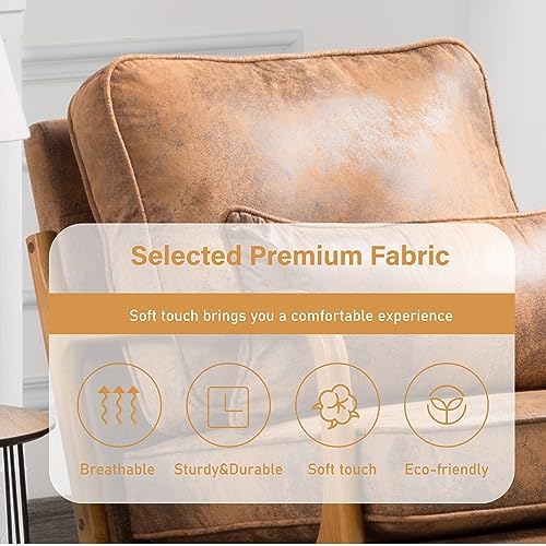 Accent Chair with Cushion, Mid-Century Modern Upholstered Single Reading Armc...