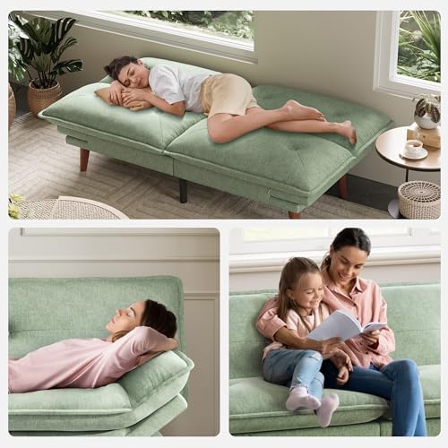 LINSY HOME Futon Sofa Bed, 70" Chenille Futon Couch with Adjustable Back...