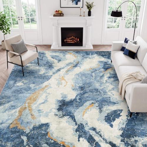 LIVELYGLOW 5x7 Washable Area Rug for Living Room, Non-Slip Carpet