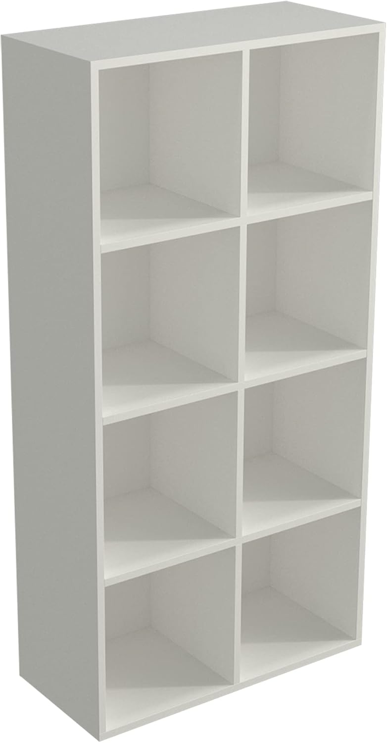 8-Cube Storage Shelf Bookcase - Wooden 4-Tier Floor Standing Open Bookshelf, ...