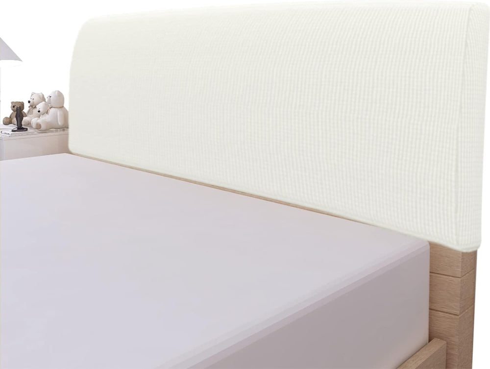 Easy-Going Stretch Jacquard Bed Headboard Cover, King, Cream | Dustproof Head...